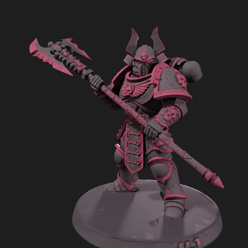 Shadow Axe miniature — crimson samurai with a great axe