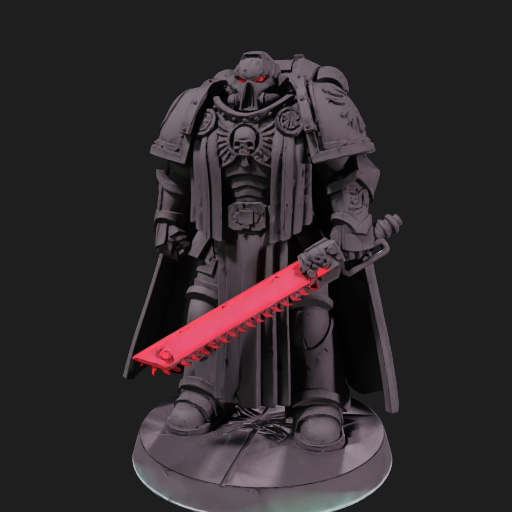 Chaos Lord miniature — dark armored warrior with a red sword