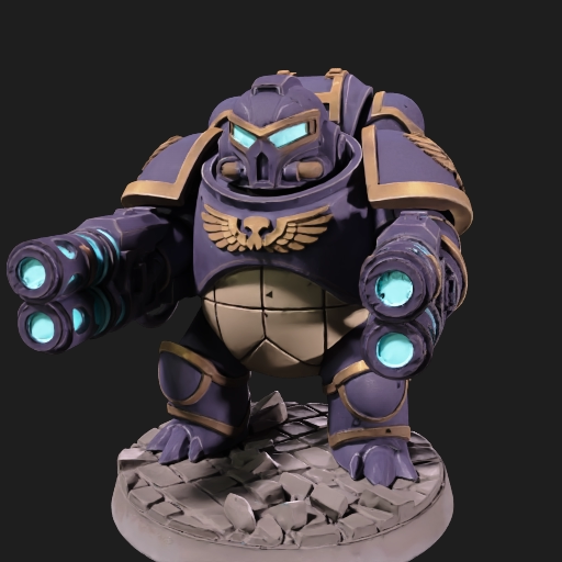 Quadra-Gunner miniature — heavy trooper with four guns
